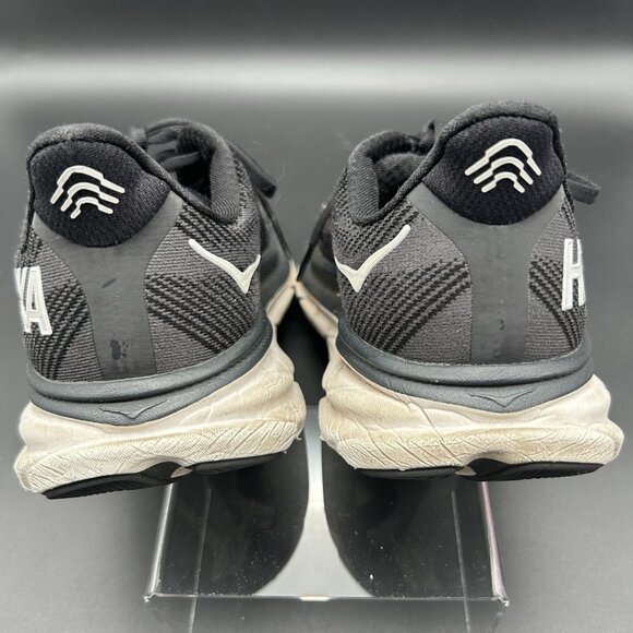 Hoka One One Clifton 9 Shoes Womens Size 9 D Wide Black White Running Sneakers - Picture 4 of 7